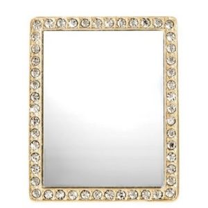 Gold rectangle Cell phone Mirror with crystals.